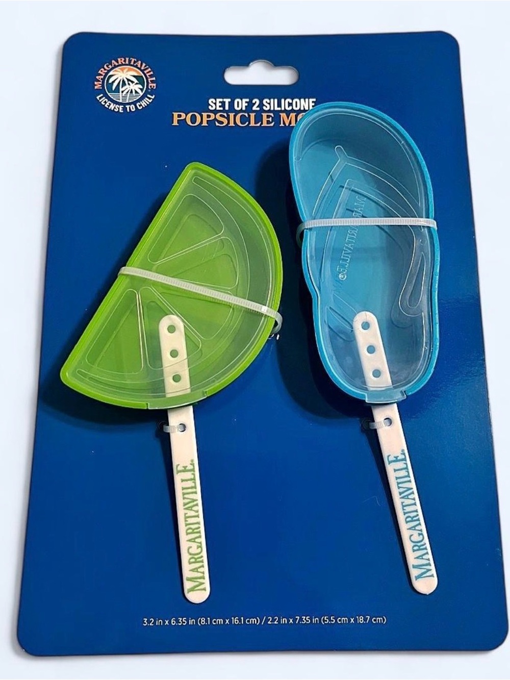 Margaritaville Lime Green Wedge & Aqua Blue Boat Silicone Popsicle Molds